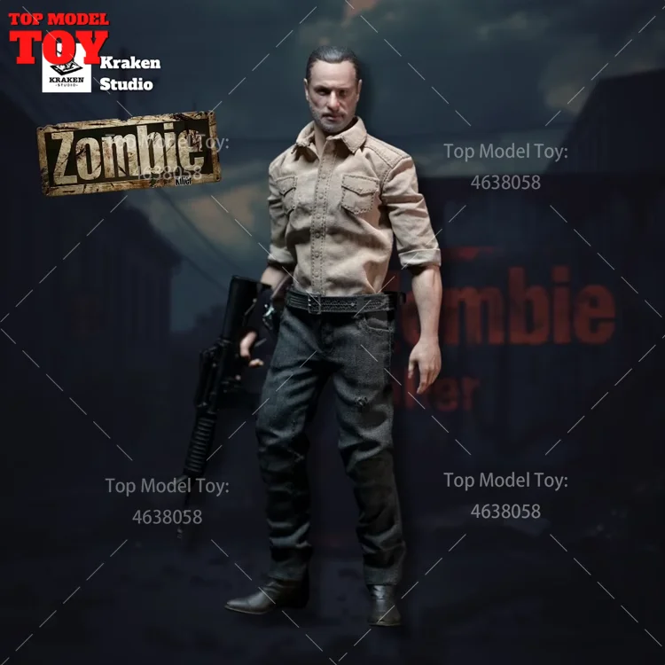 Kraken Studio 1/12 Scale Terrifying Zombie Police Killer Rick Figure Full Set 6'' Men Soldier Action Figure Model Collectible