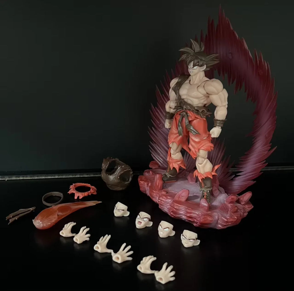 In Stock E&C Studio 1/12 Dragon Ball Z Shf Super Saiyan God Super Saiyan Son Goku Figure Kaio-Ken Anime Action Figures Toys Gift