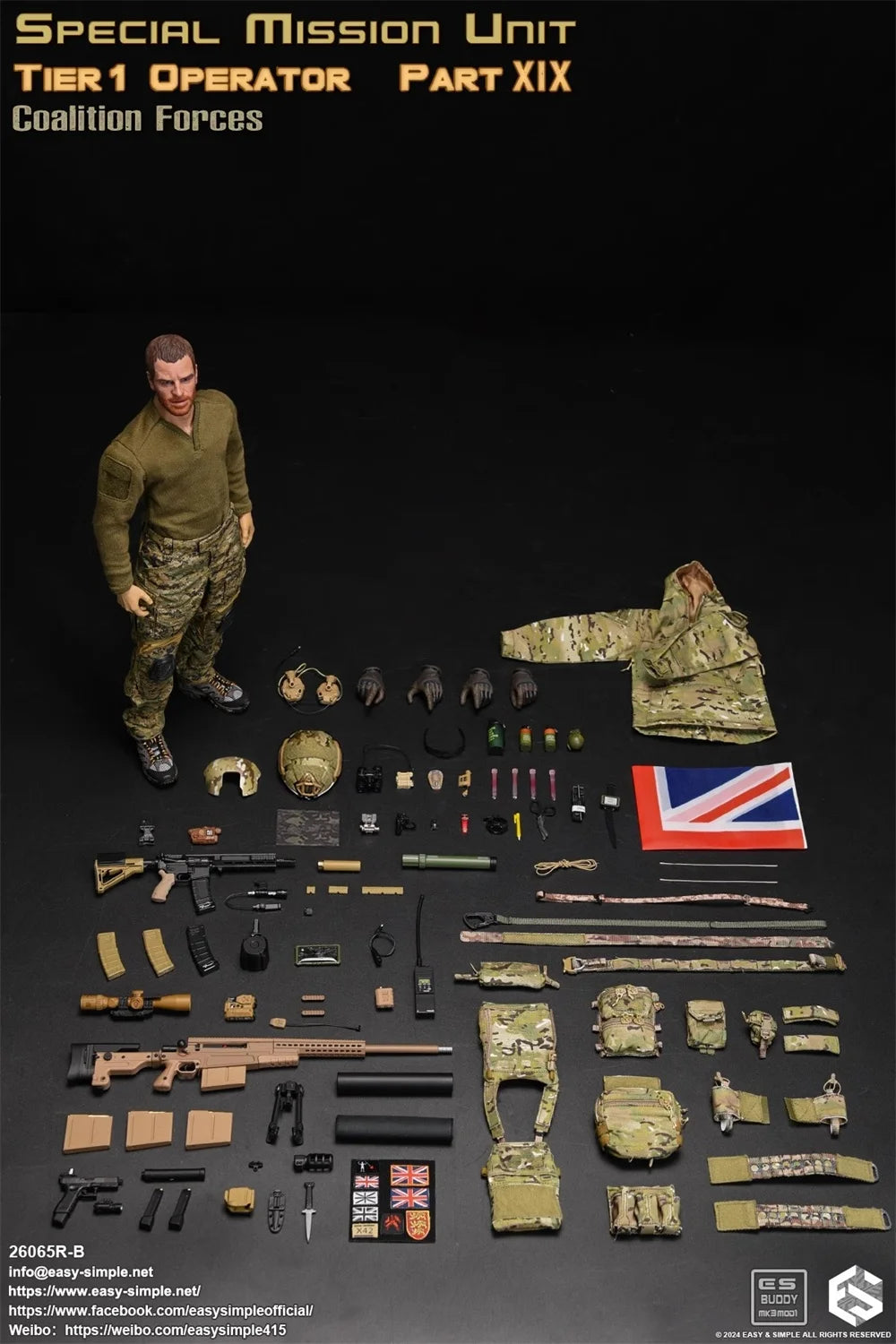 EASY&SIMPLE ES 26065RB The British Soldier Doll Special Sniper Action Figure Full Set Moveable Doll Figure In Stock 1/6