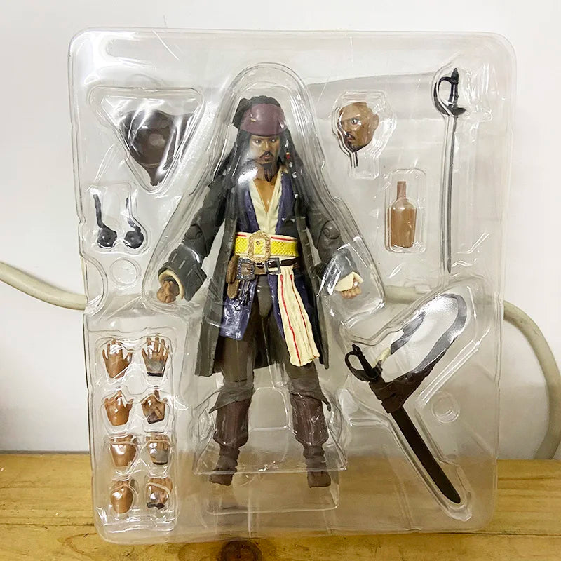 SHFiguats Pirates of the Caribbean Captain Jack Sparrow Action Figure Anime Collectable Model Toy For Christmas Gift