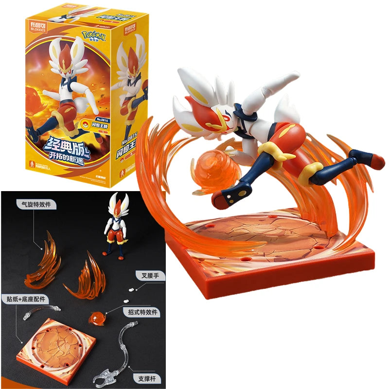 BLOKEES Original POKEMON Snorlax Lucario Scyther Cinderace Charizard Classic Special Effects Accessories Action Figure Toy Gift