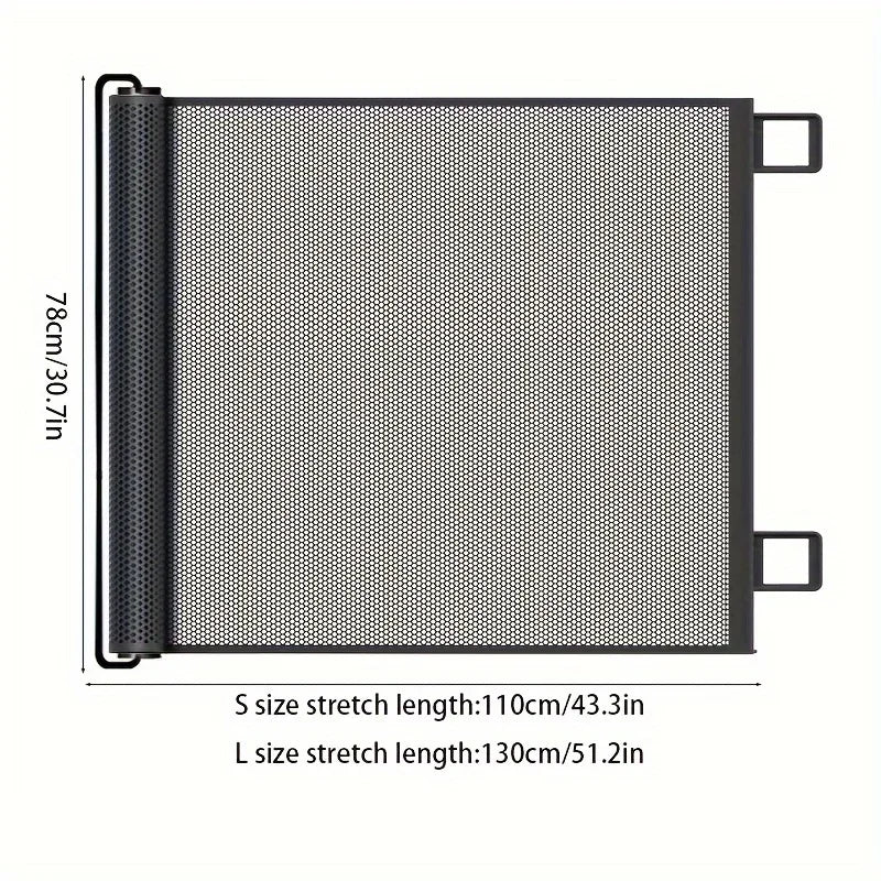 Black Pet Door Without Drilling - Retractable Safety Fence for Indoor Stairs, Dog and Pet Fences, Easy To Install