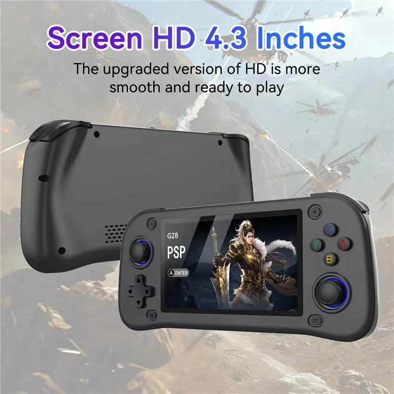 NEW G28 Retro Handheld Game Console Joystick 4.3 Inch HD IPS Screen Portable Pocket Video Player R36s 64GB 128GB Games Kid Gift