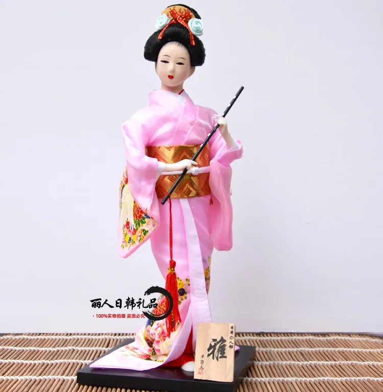 12inch Japanese Geisha Doll Statuette Sitting Figurine Japanese Kimono Kokeshi Kabuki Geisha Handicraft Ornament Birthday Gift
