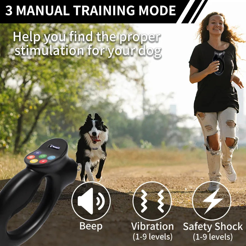 Private Mold Anti Pull Dog Collar - 3 Mode Bark Control Training Collar with IP67 Waterproof & Safe Shockproof for Large Dogs