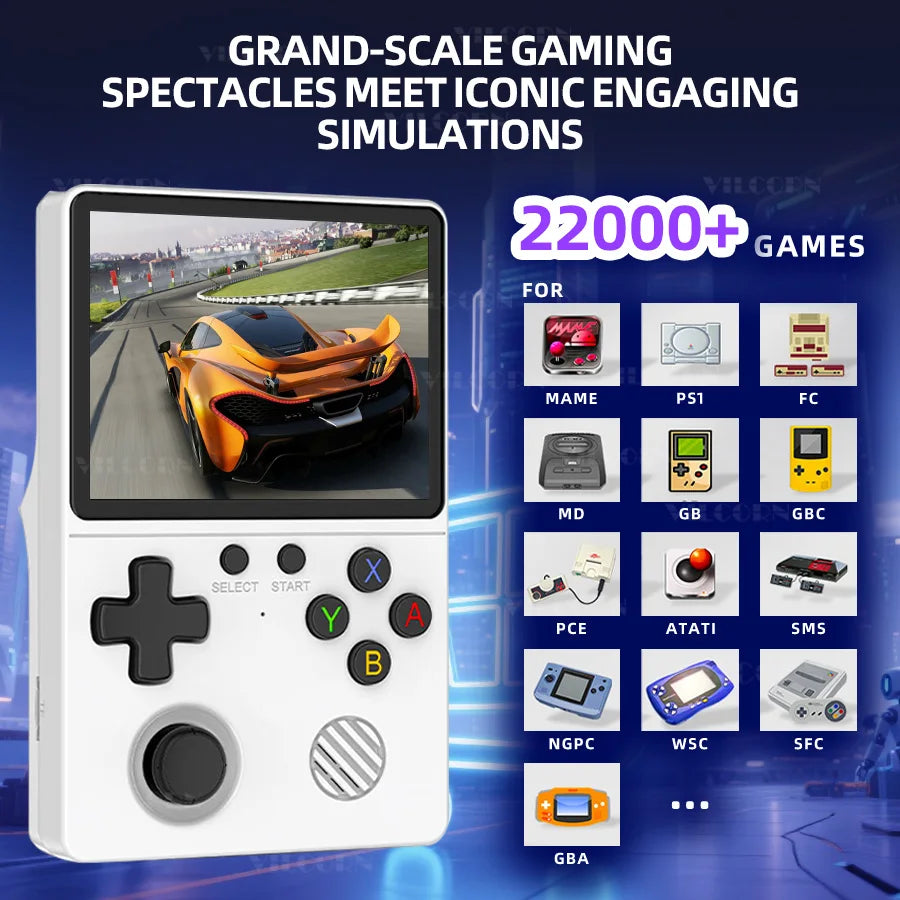 3.5 Inch Pocket Portable Video Game Console Open Source Handheld Game Player with 22000+ Games for PS1 GBA Retro Emulator