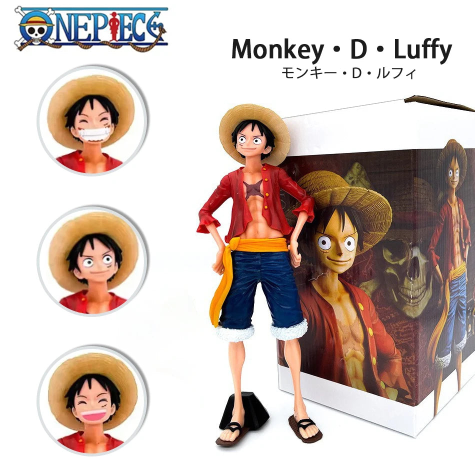 28 см One Piece Monkey D Luffy Аниме Фигурка Играчки Уверен Smiley Luffy Три Форми Лице Сменящо Екшън Фигурка PVC Модел Кукли