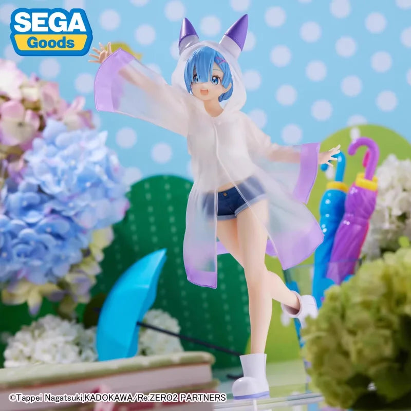 Оригинална фигурка на Sega Re: Life In A Different World From Zero, Rem Ram Raincoat Girl, 21 см, модел, колекция, играчка, детски коледен подарък.