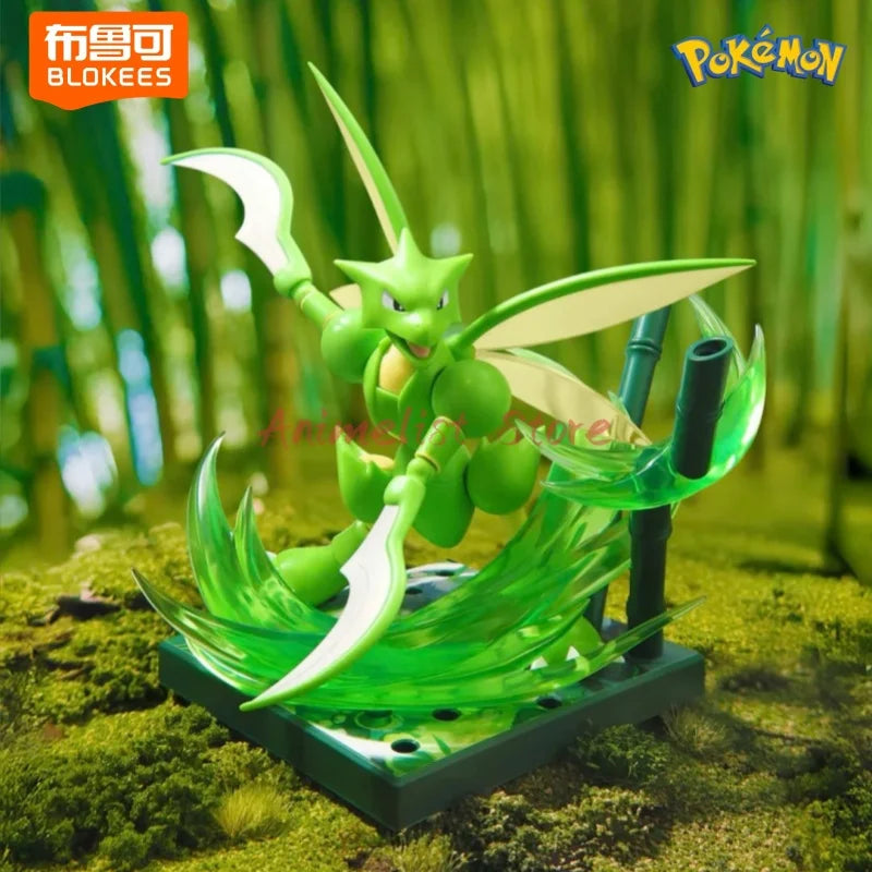 Original Blokees Pokemon Cinderace Figur Snorlax Lucario Montieren Figurine Scyther Modell Decor Anime Sammler Spielzeug Geschenk