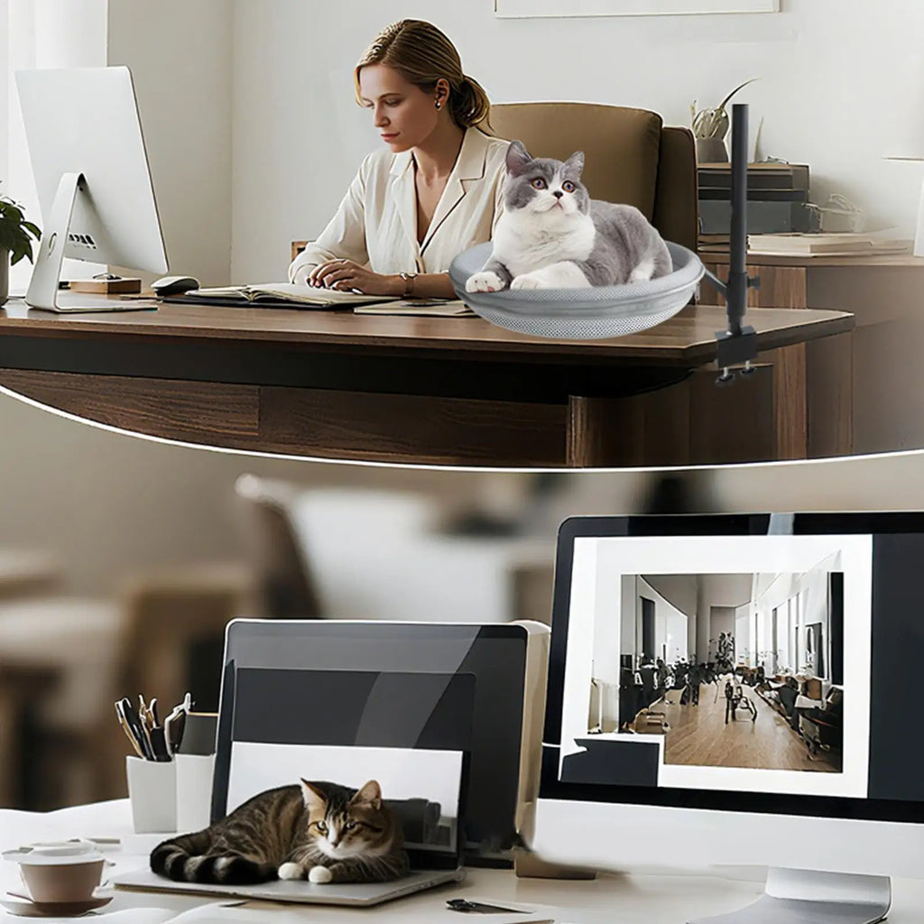 Cat Desk Bed 360 Rotating Pet Hammock detachable comfortable soft pet bed Table Mount for game table kitchen countertop desk