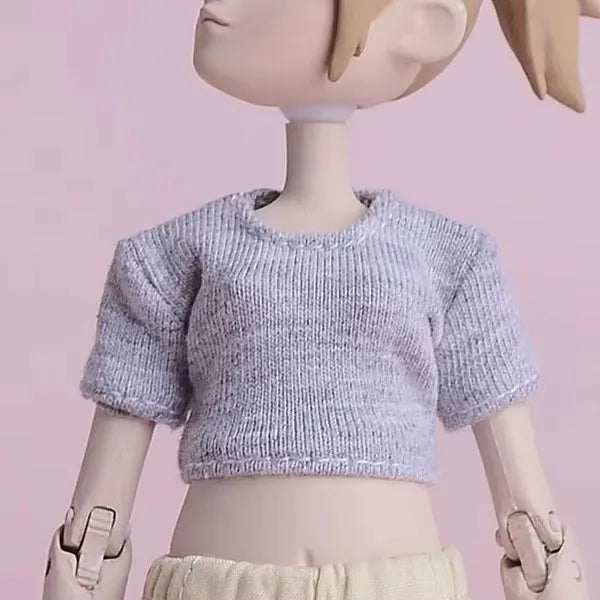 ATStory 1/12 Female Short T-shirt Zipper Jacket Clothes Model Fit 6'' SnailShell SHF ML Romankey Soldier Action Figure Body Doll
