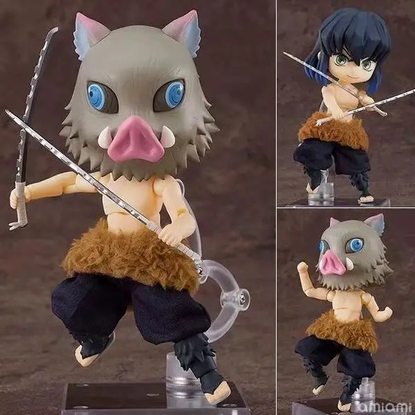 Demon Slayer Q Edition Collectible Figures - Kamado Nezuko Tanjiro Agatsuma Zenitsu Pig's Head Clay Movable Hand-Made Ornaments