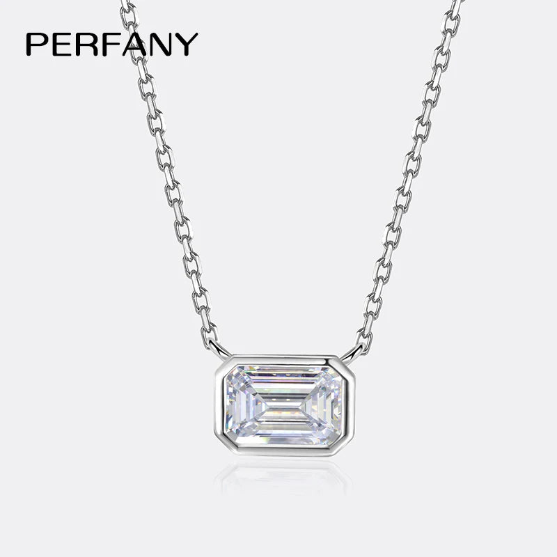 PERFANY 1CT Moissanite Halskette für Frauen S925 Reinem Silber Smaragd Cut Labor Diamant Anhänger Fashion Party High-end-Schmuck