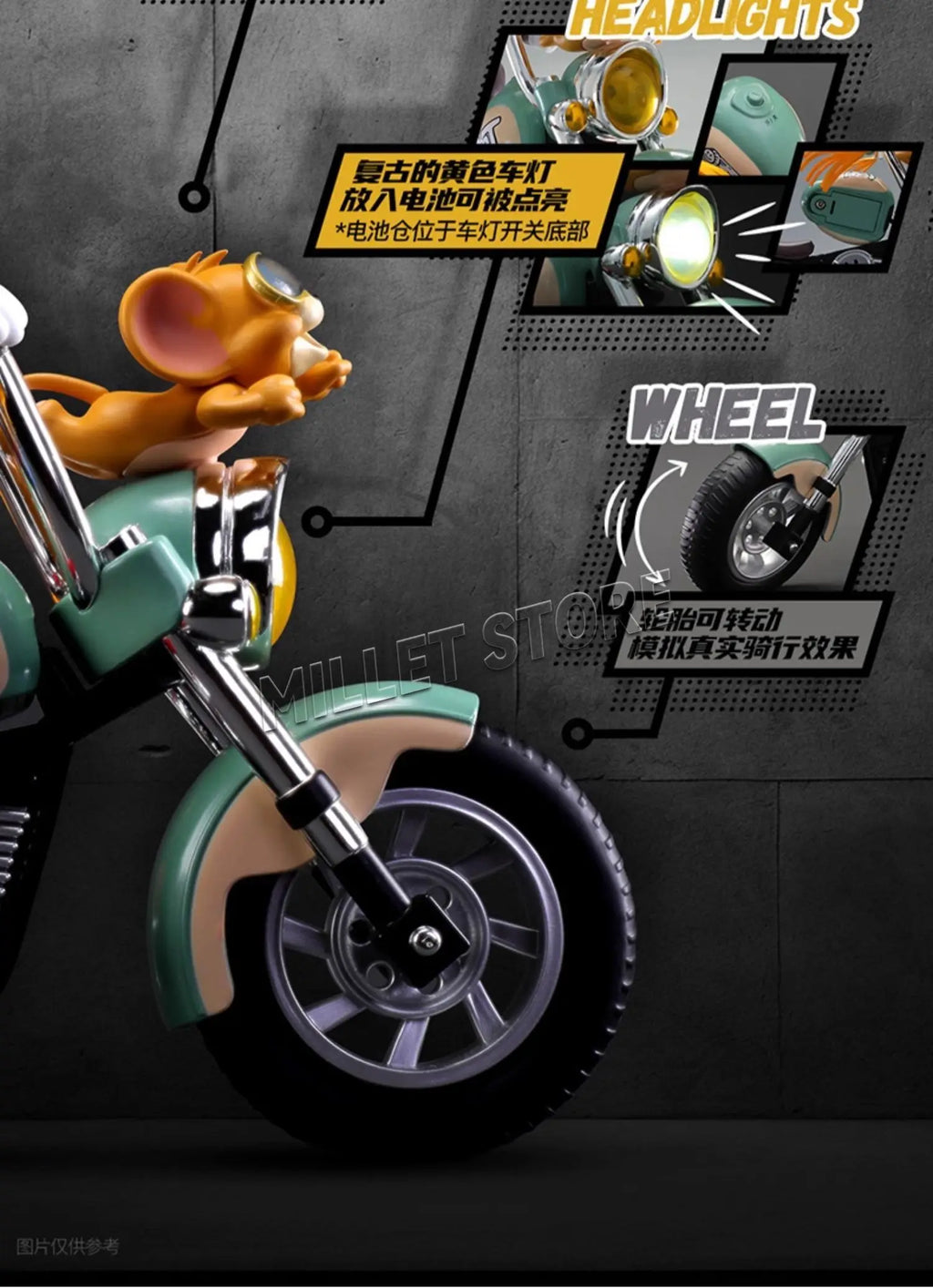 52TOYS 1/12 Classic Short Animated Series TOM JERRY Cat Mouse Retro Motorcycle 6in 18CM Full Set Figures Model