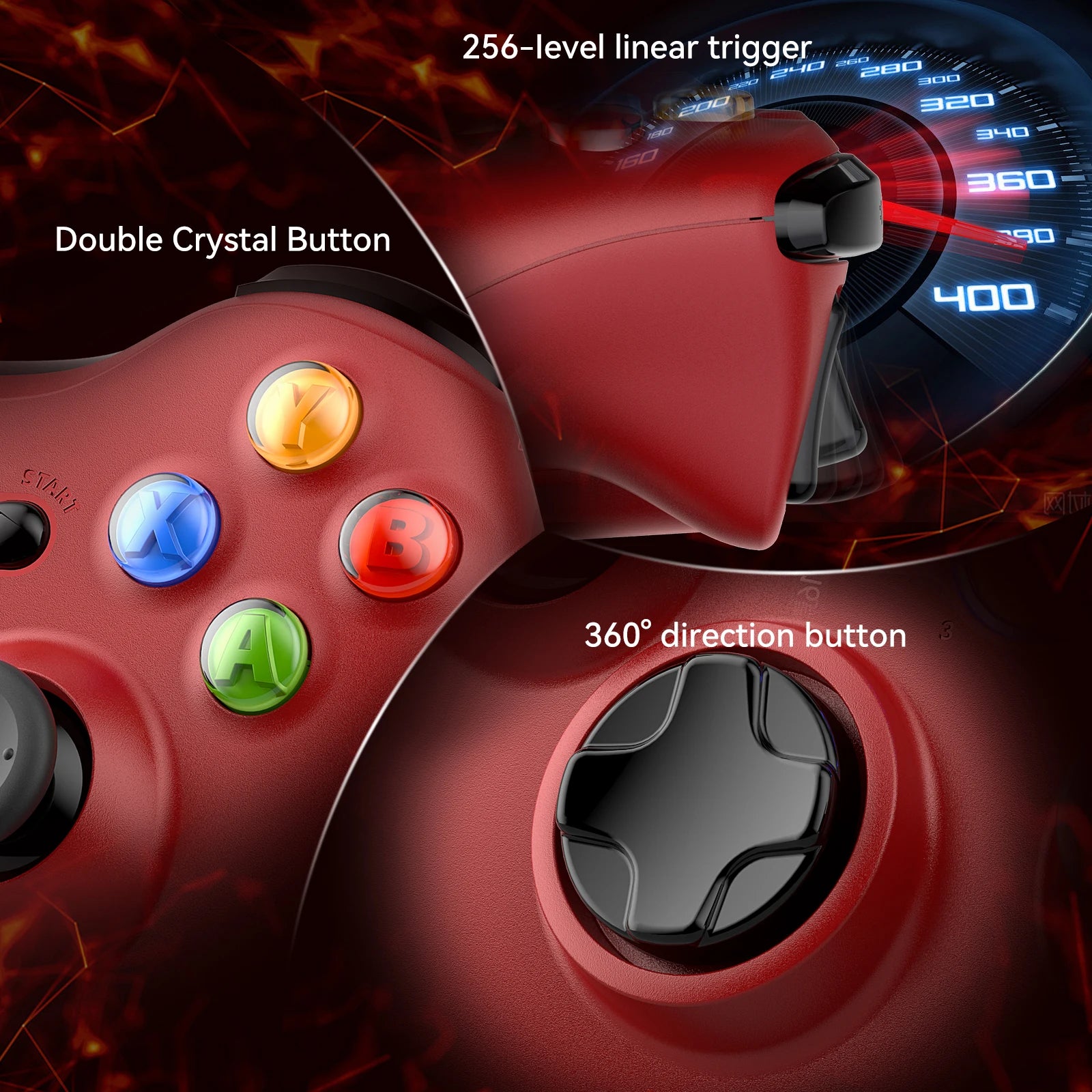 Безжичен контролер за Xbox 360 за Xbox 360/Slim/Elite/Winodow/PC, геймпад за видеоигри, 6-осен джойстик с двойна вибрация, 2.4G гейминг