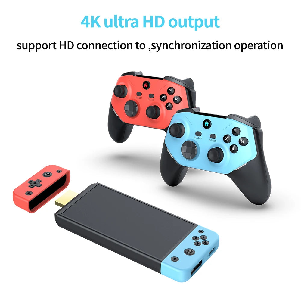 Velec Game Stick M66 4K HD with 128G & 20000+ New Games Dual Wireless Controller for 2 Players Perfect Gift for Kids & Adults