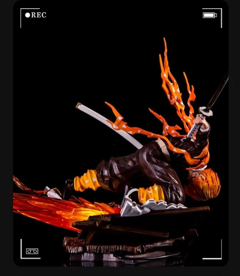 Demon Slayer Zenitsu Agatsuma Thunder Breathing PVC Anime Figure Model Statue Glowing Collection Desktop Decoration