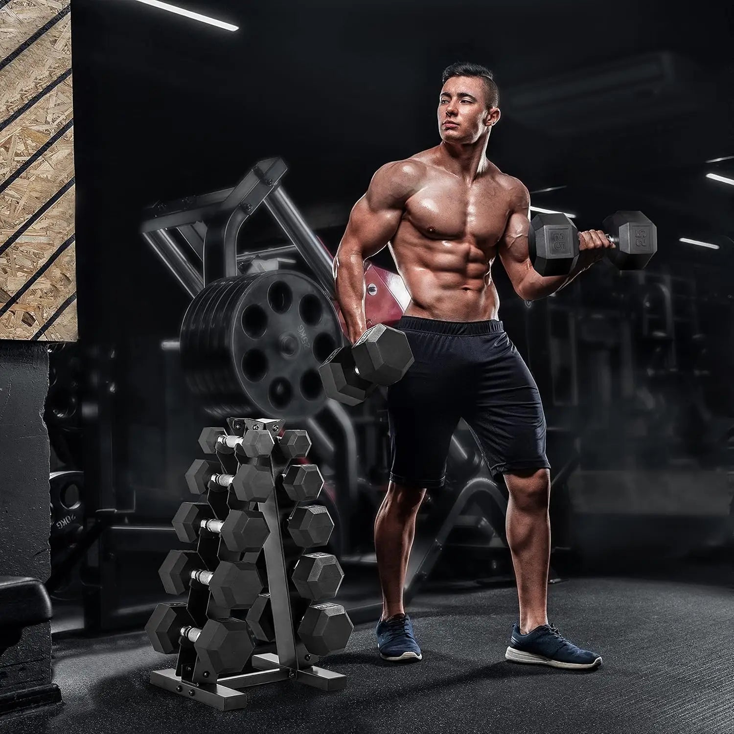 200Lb Dumbbell Set 10 30Lb Dumbbell Set with Two Tier Storage Rack for Muscle Toning Strength Building Weight Loss Multiple Choi
