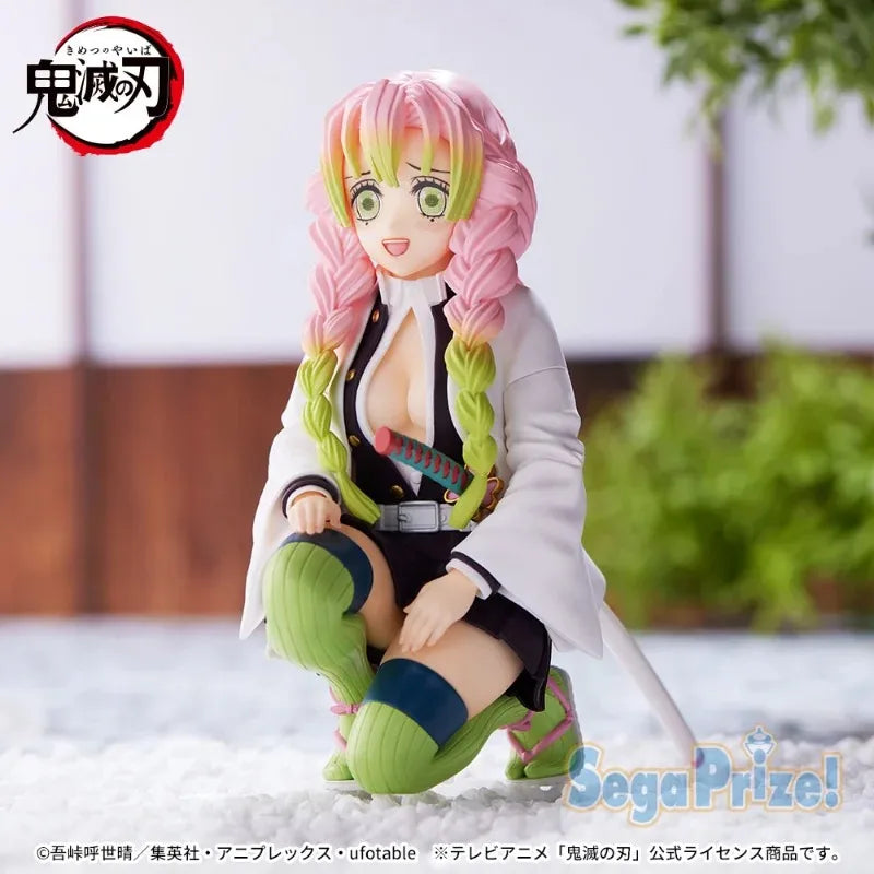 SEGA Original Demon Slayer Anime Figure PM Kanroji Mitsuri Squatting Action Figure Toys for Kids Gift Collectible Model Dolls