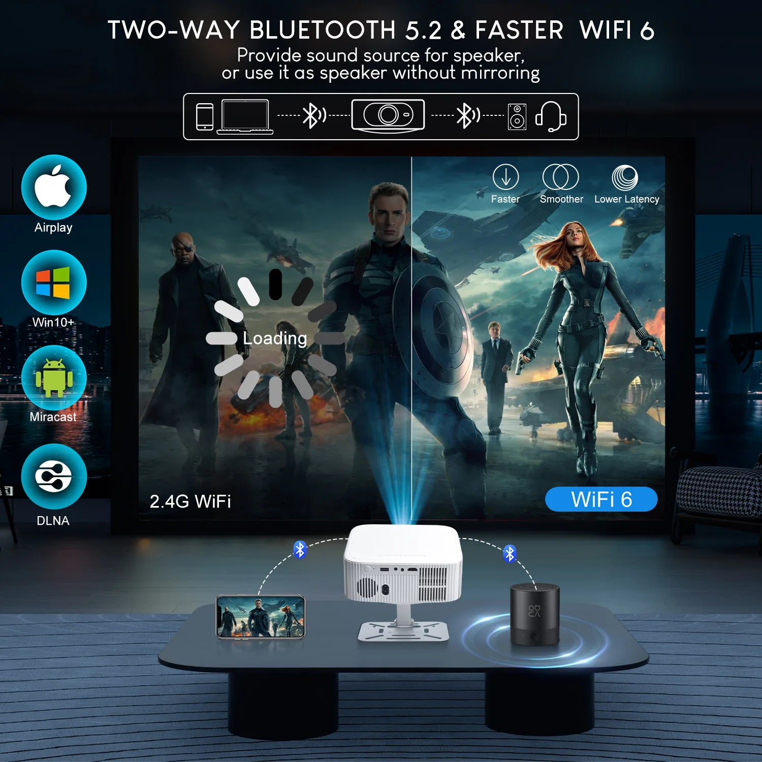 Salange Netflix-Projektor P92MAX Smart Android 13 1080P BT5.2 WiFi6 12000L Elektronischer Fokus Auto Keyston 4K Film HD Heimkino