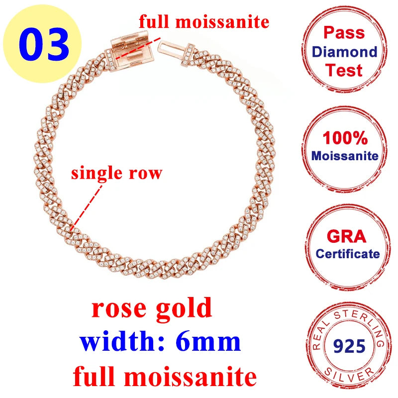 6mm Moissanite Halskette Kette Für Frauen Original S925 Sterling Silber Männer Luxus Diamant Kubanischen Kette Anhänger Mode