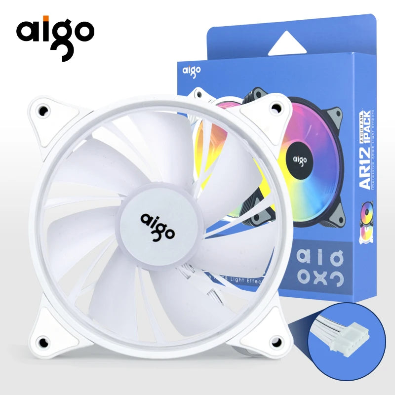 Aigo AR12 120mm PC-Computergehäuselüfter RGB-Kühlkörper Aura Sync SATA-Anschluss 12cm Kühler Argb Silent Controller Lüfterkühlung Ventilador