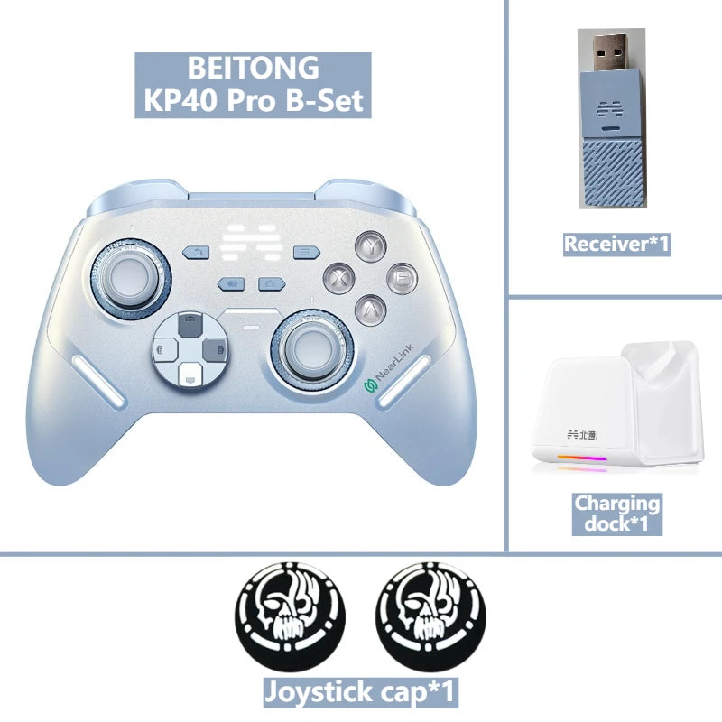 BEITONG KP40 Pro Wireless Gamepad 2000Hz Polling Adjustable Hall Joysticks Dual Vibration Triggers Controller for PC Android iOS
