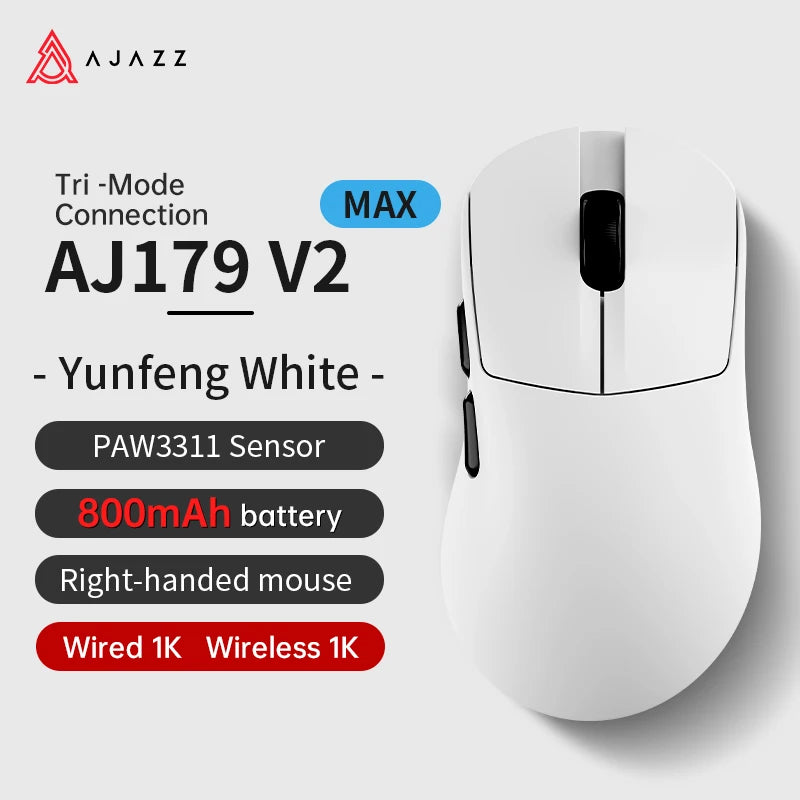 AJAZZ AJ179 PRO PAW3395 Wireless Gaming Mouse with RGB Charging Base 26000DPI Lightweight Ergonomic Mouse for PC Gamer Laptop