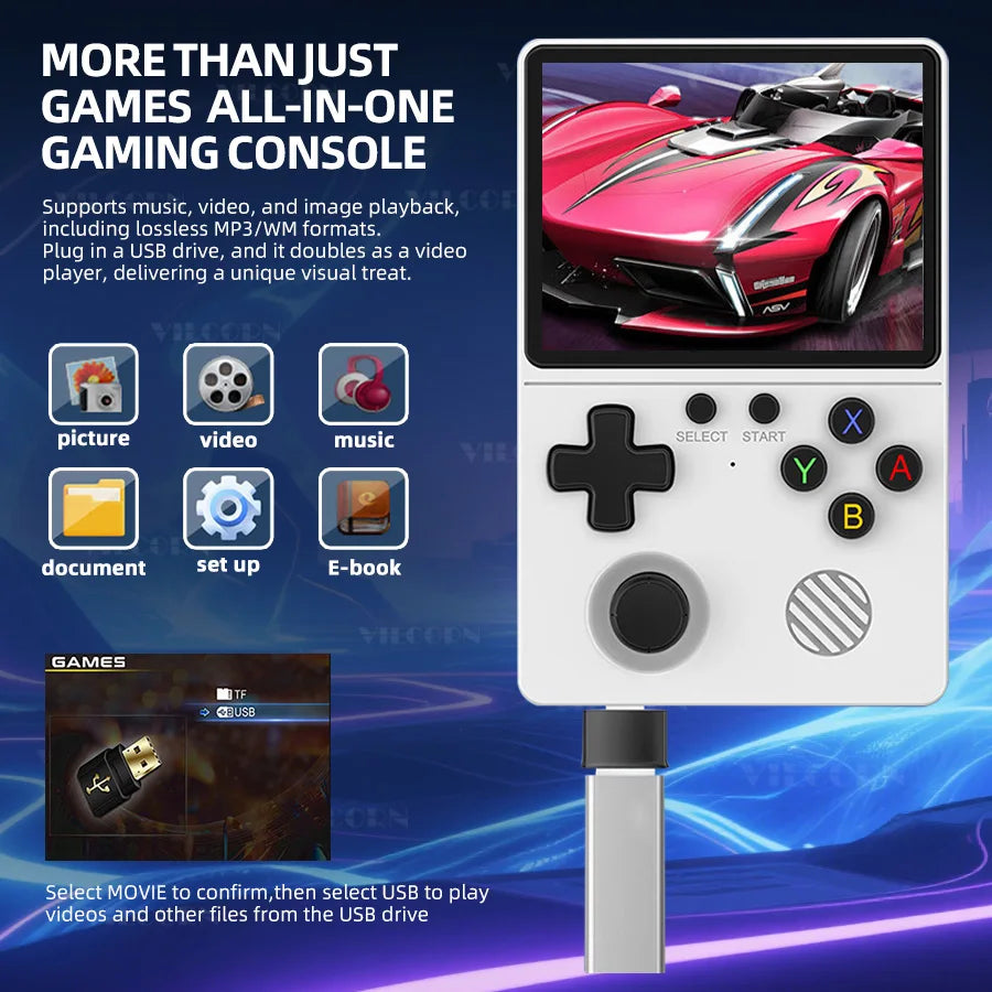 3.5 Inch Pocket Portable Video Game Console Open Source Handheld Game Player with 22000+ Games for PS1 GBA Retro Emulator