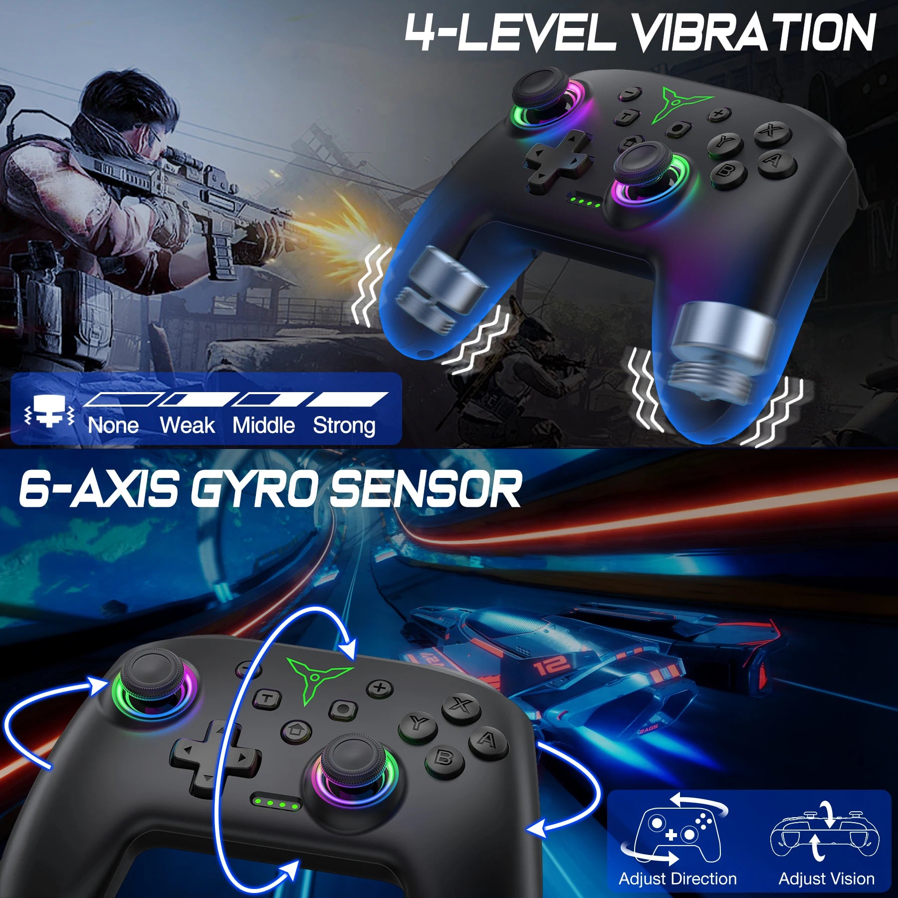 Dinofire Switch 2 Wireless Controller for Switch/Switch OLED/ Lite/Android/IOS/PC Gamepads Multi-Function Joystick