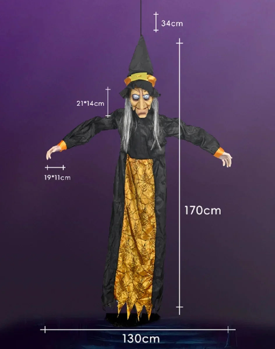 2025 Hot Halloween Decor Talking Witch Outdoor Spooky Animatronic Witch Decor Prop Red Eye Animated Witch Home Festival Decor