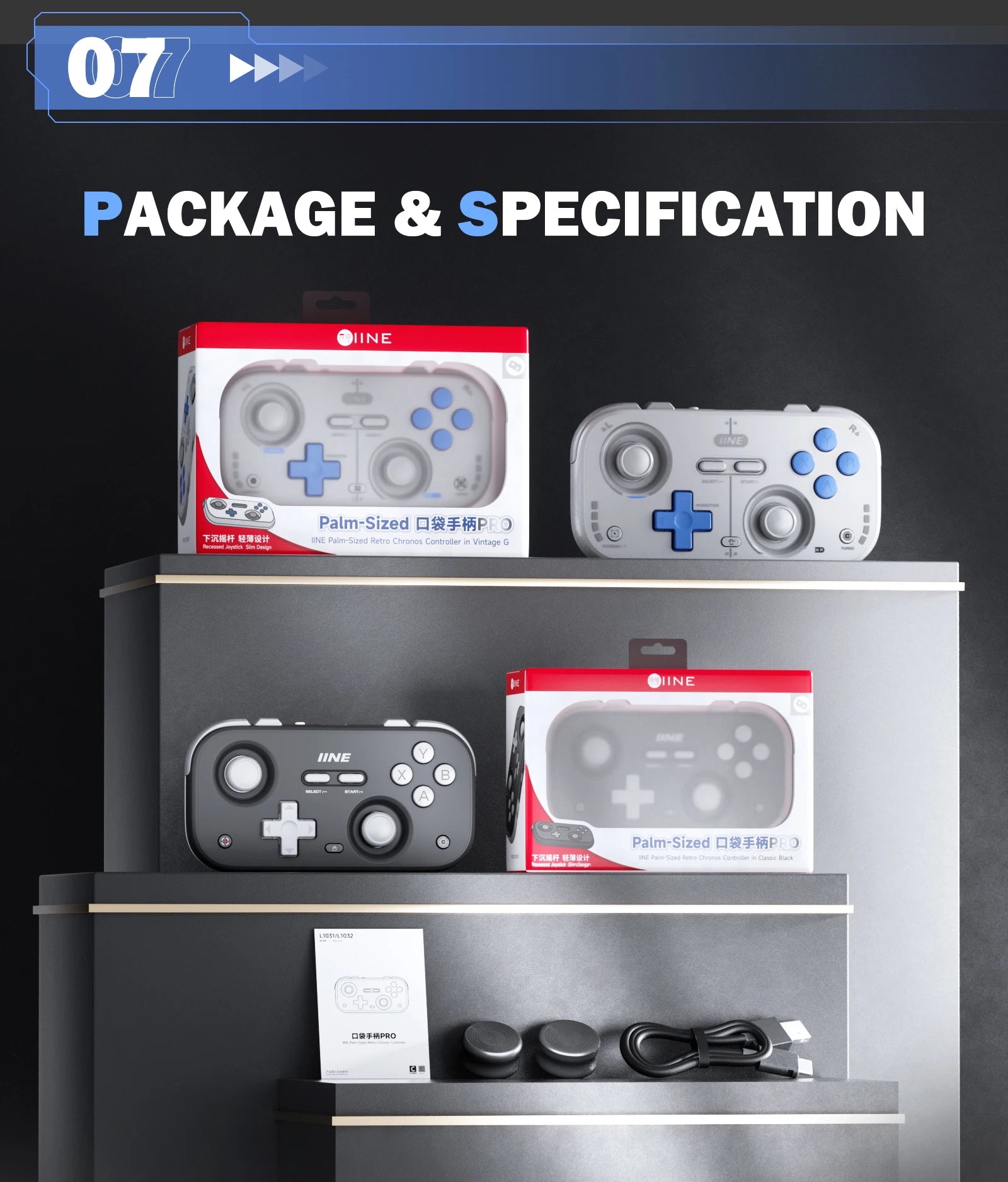 IINE Retro Pocket Game Controller Compact & Portable Hall Joysticks + 1000Hz Recessed Joystick Designed Customizable Controls M