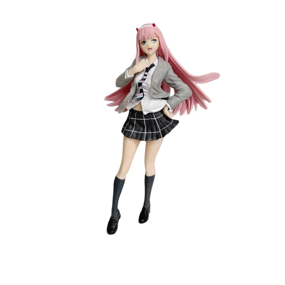 DARLING in the FRANXX Anime Figure Zero Two 18CM PVC cartoon Toy Uniform Version Collectible Doll for Kids Birthday Gift