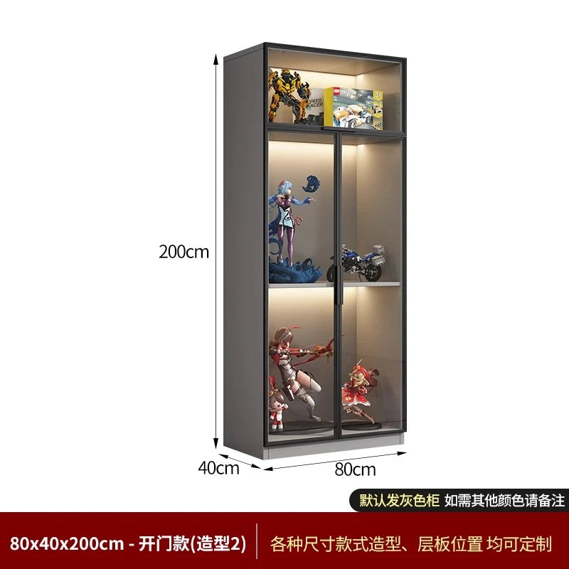 Customized Bookcase Glass Door Dust-proof Bookshelf Figure Lego Model Display Home Living Room Display Wine Cabinet Transparent