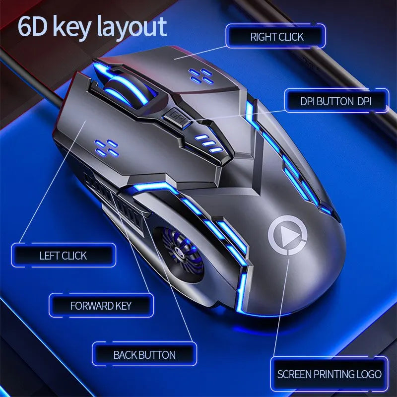 Silver Eagle G5 Stumm Kabelgebundene Maus Sechs Tasten Leuchtendes Spiel E-Sport Maschinen Computerzubehör Grenzüberschreitende Lieferung 