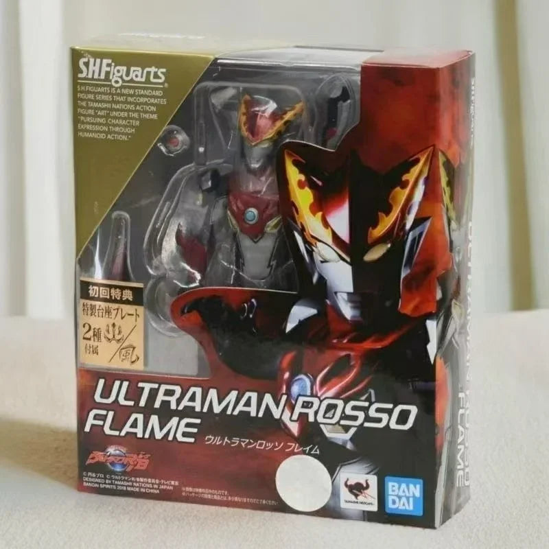 BANDAI Genuine SHF Ultraman Blu AQUA GROUND Rosso FLAME WIND Anime Action Figure Articulated Model Toy Gift for Kid Desk Decor