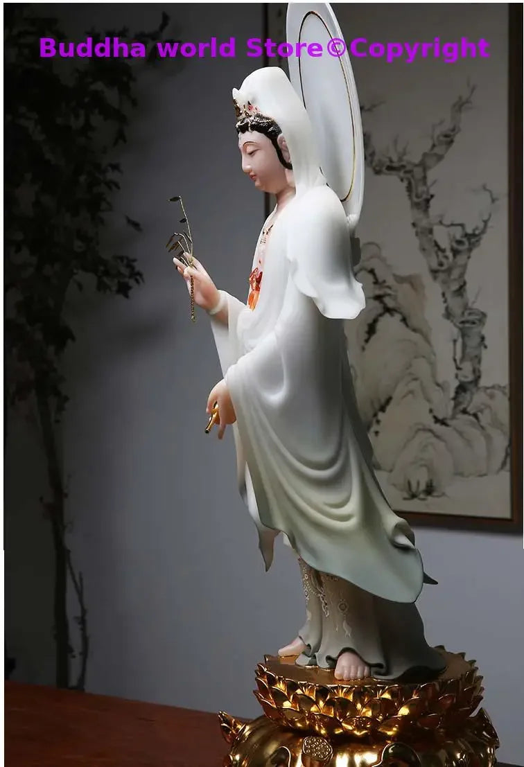 52 cm große buddhistische Jadefigur der Göttin Guan Yin, Gott Avalokiteshvara Buddha, Asien, Heimschutz, Wohlstand, Feng Shui, Top-Statue
