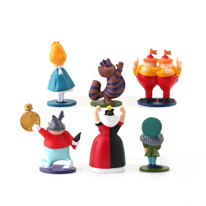 Disney Alice Adventures In Wonderland 6pcs/set Cartoon Anime Action Figure Toys PVC Collectible Model Dolls Decoration Gifts