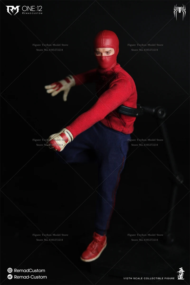 RemadCustom 1/12 Tobey Maguire Spider Print Cloth Wrestler Actionfigur Kampfmaske Kopfersatz 6" Männliches Soldatenspielzeug