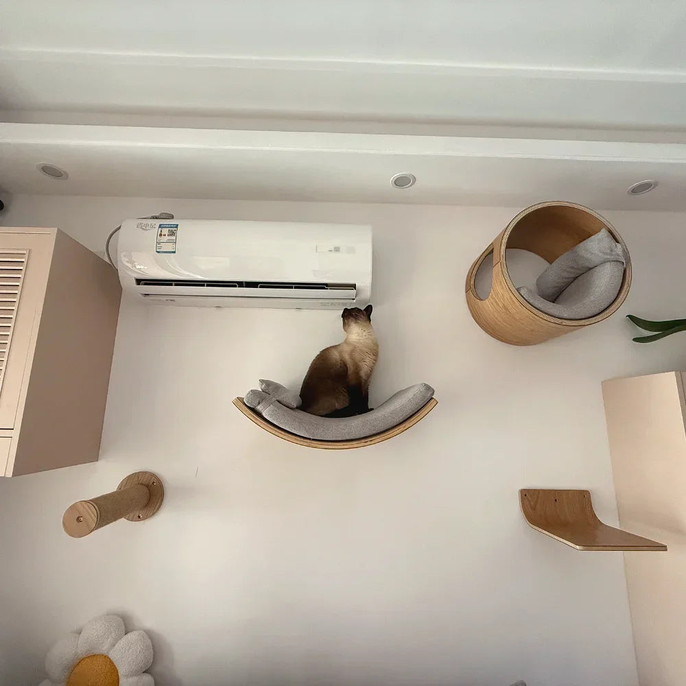 Cat Climbing Shelf Wall Mounted Cat Tree Tower Scratcher Hammock Sisal Stairs House Pet Furniture Cats Accessories Exercise Toy