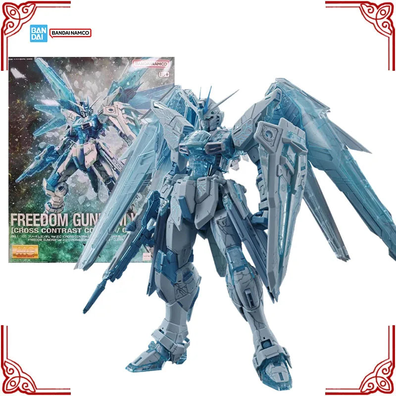 In Stock Genuine Bandai Gundam Model Kit MG 1/100 Freedom Gundam 2.0 Clear Blue Anime Action Figure Collection Assembly Model