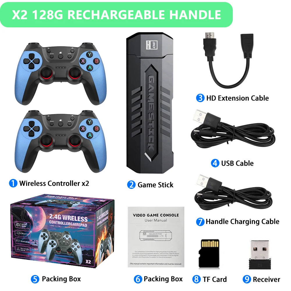 X2 256G 60000 Game 4K Game Player HD Retro Video Game Console Wireless Controller TV 30 Emulator For PS1/GBA/PSP Kids Gifts