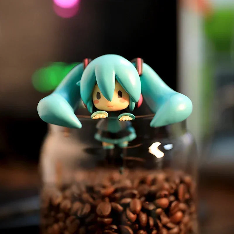 7.5cm Miku Ponytail Q Version Cute Cup Decoration PVC Hatsune Miku Anime Action Figure Doll Model Kids Toy Birthday Gift