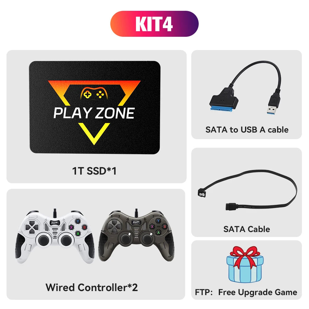 Portable Retro Gaming SSD 80+Emulators for PS5/PS4/PS3/PS2/XBOX One/SWITCH/WII/DC 16191 Games Launchbox＆Retrobat＆Playnite for PC
