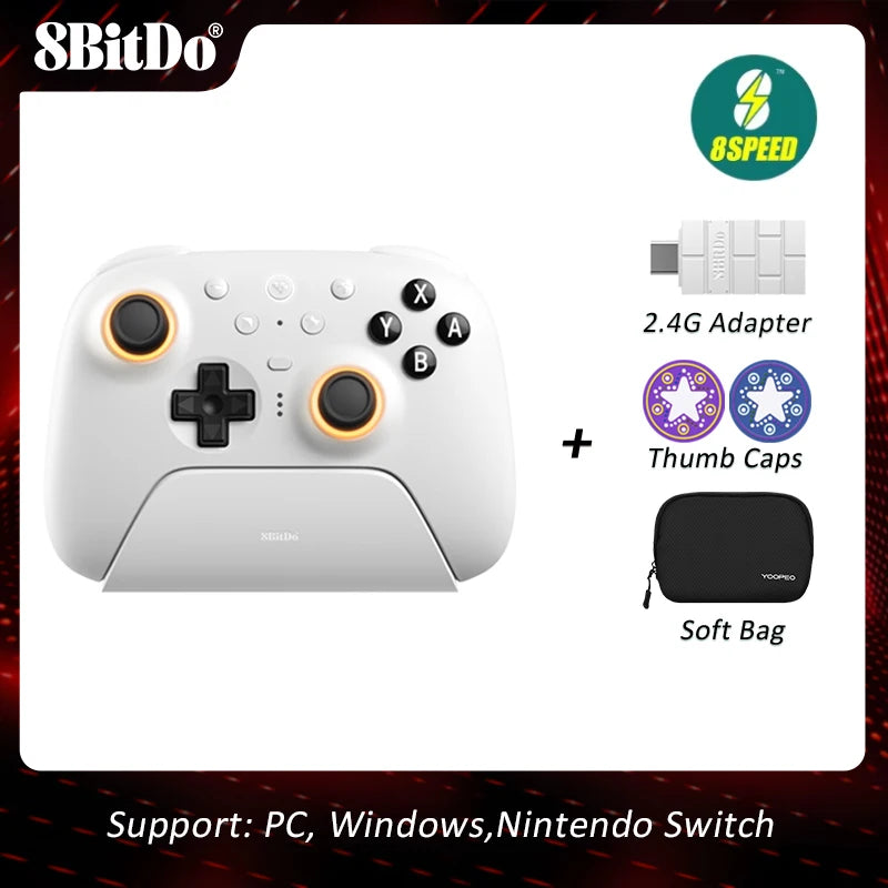 8BitDo Ultimate 2 Bluetooth Controller for Nintendo Switch / Switch 2 PC, Windows 10, 11 TMR Joysticks&8Speed with Charging Dock