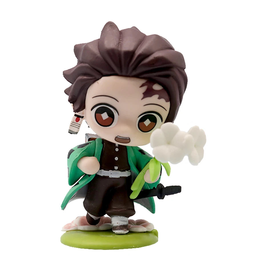 Anime 6Pcs/Set Q Version Demon Slayer Figurine  Boxed Model Ornament Accessory Cartoon Movability Kits Mascot Kid Toy Gift