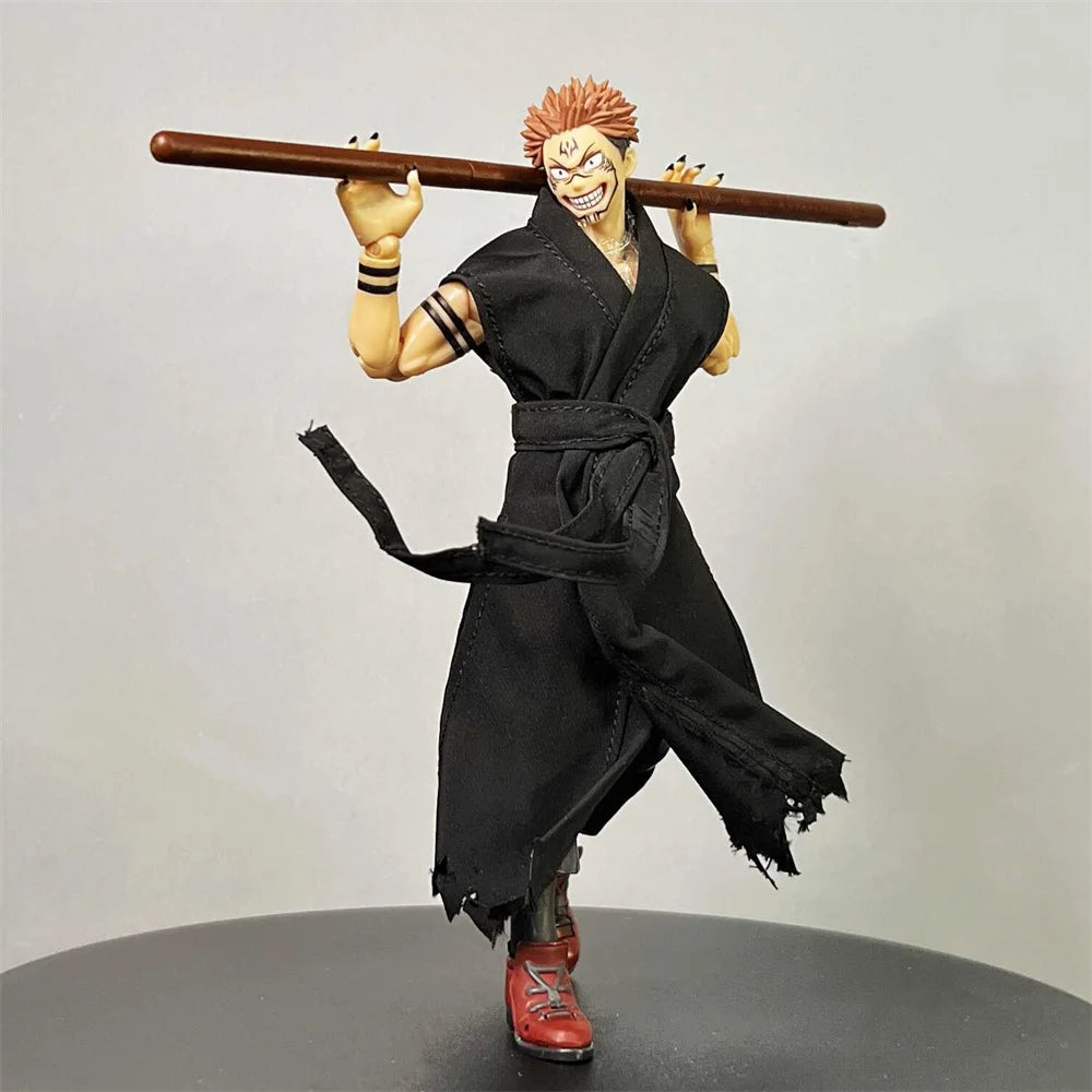 Bandai Shf Jujutsu Kaisen Ryomen Sukuna Combat Uniform White Long Robes Kimono Hanfu Clothes Model