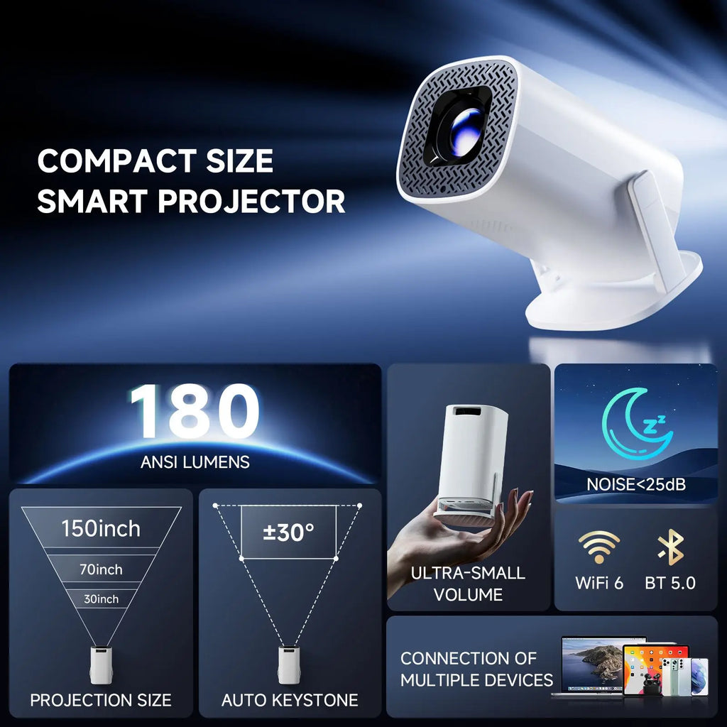 P30 PRO Smart Mini-Projektor Android 14 WiFi6 BT 5.0 Unterstützt 4K 1280 * 720P Video Smart Home Theater Tragbarer Außenprojektor