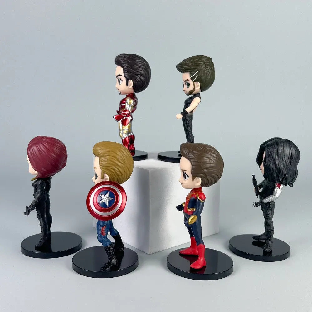 6pcs/set Marvel Avengers Black Panther Thanos Ironman Spiderman Captain American Hulk Figure Model Toys