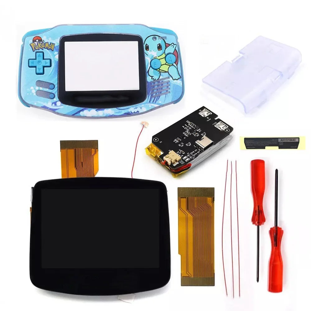 Hispeedido TYPE-C 1800 mah Battery Drop in 3.0" V5 Laminated LCD display For GBA IPS highlight screen  w/ UV housing Shell